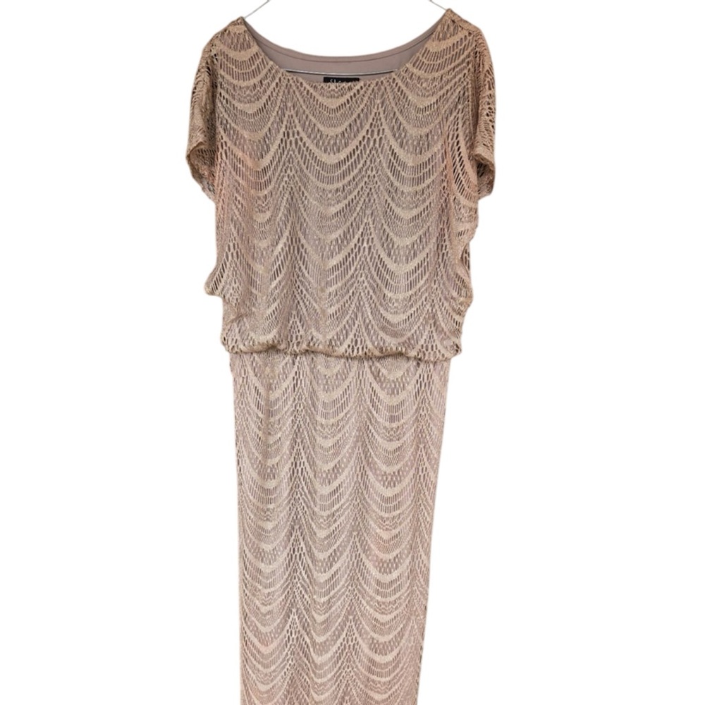 Elegant Beige Maxi Dress Size 16